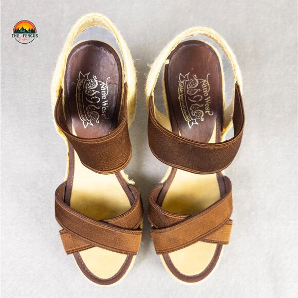 Nine West Jaxson Espadrille Wedge Sandal Brown Tan Boho Chic Women's Size 8.5 - Picture 5 of 15